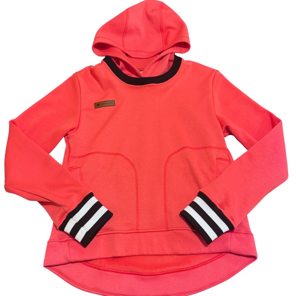 Obermeyer Girls Beck Fleece Hoodie Coral Pink Striped Cuffs Med Ski & Board
